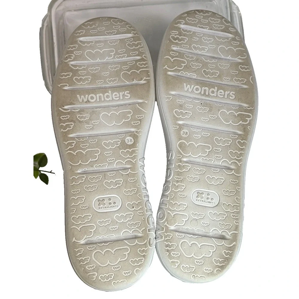 Wonders High Top Sneakers Trainers Womens White Tan Zip Lace Up Size 38 EU 8 US